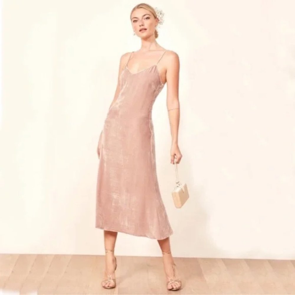 Reformation dusty pink velvet slip dress